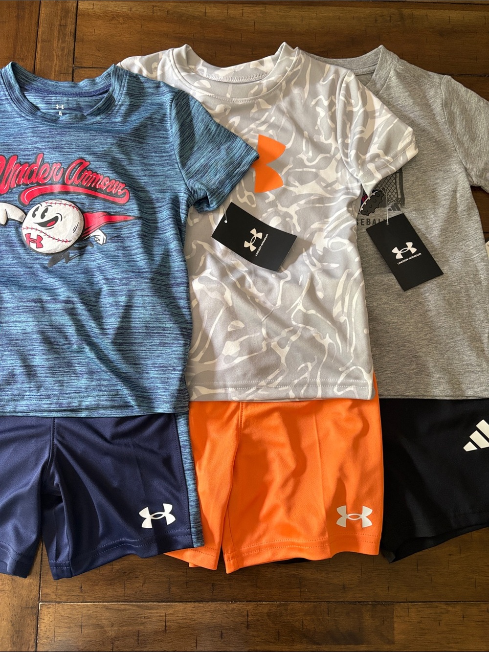 Under Armour Adidas Kids Boys set bundle 3 tshirts shorts athletic size 4 NWT